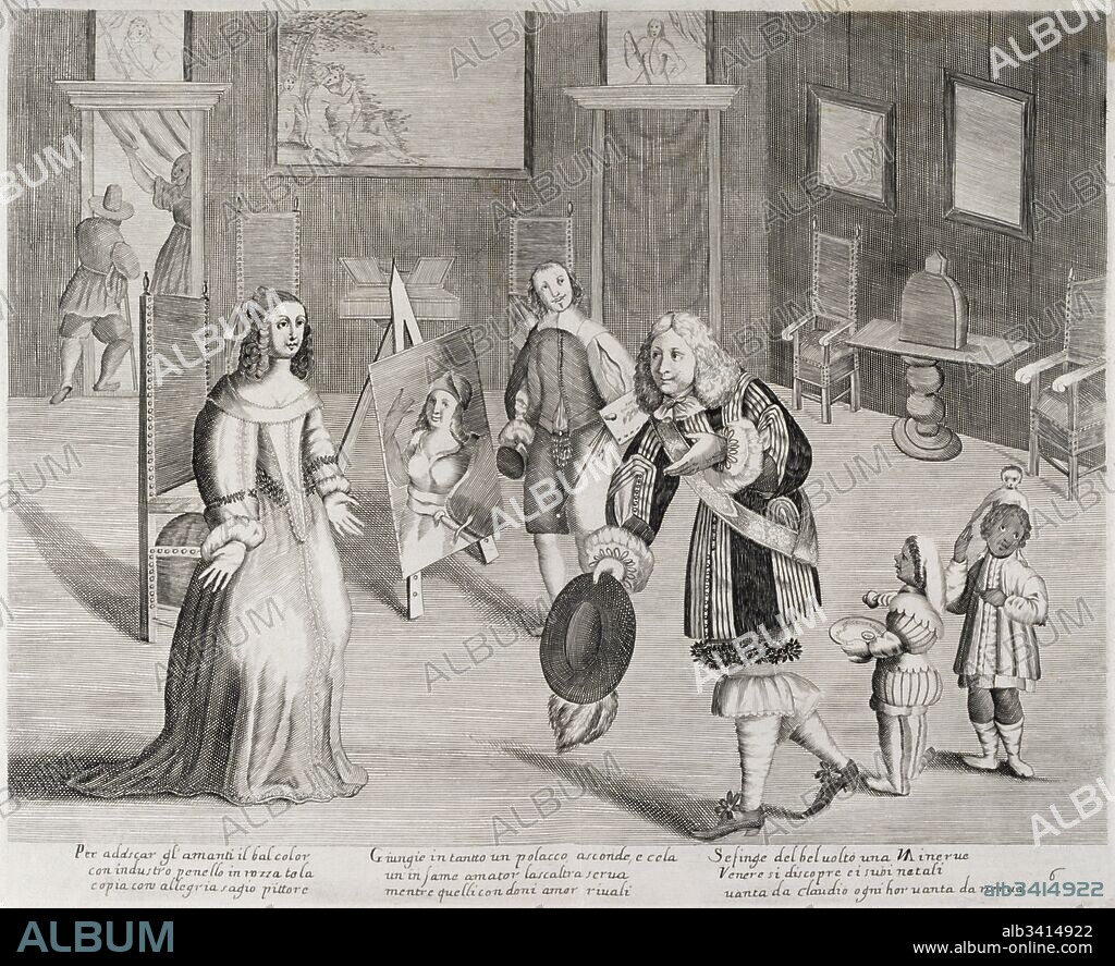 17th century illustration by Joseph Lunghi, from the series 'Life of the Whore' circa 1680.