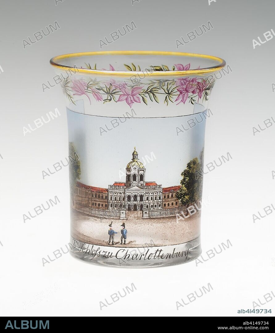 Beaker. Germany, Berlin or Dresden; Carl von Scheidt (German, 19th century). Date: 1816. Dimensions: 10.2 × 9.1 cm (4 × 3 9/16 in.). Glass; colorless, blown, cut, stained and enameled. Origin: Berlin.