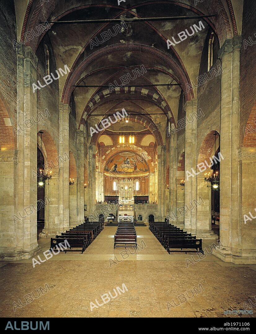 Nave, St Peter in the Golden Sky Church, Pavia. Italy, 8th-12th century.