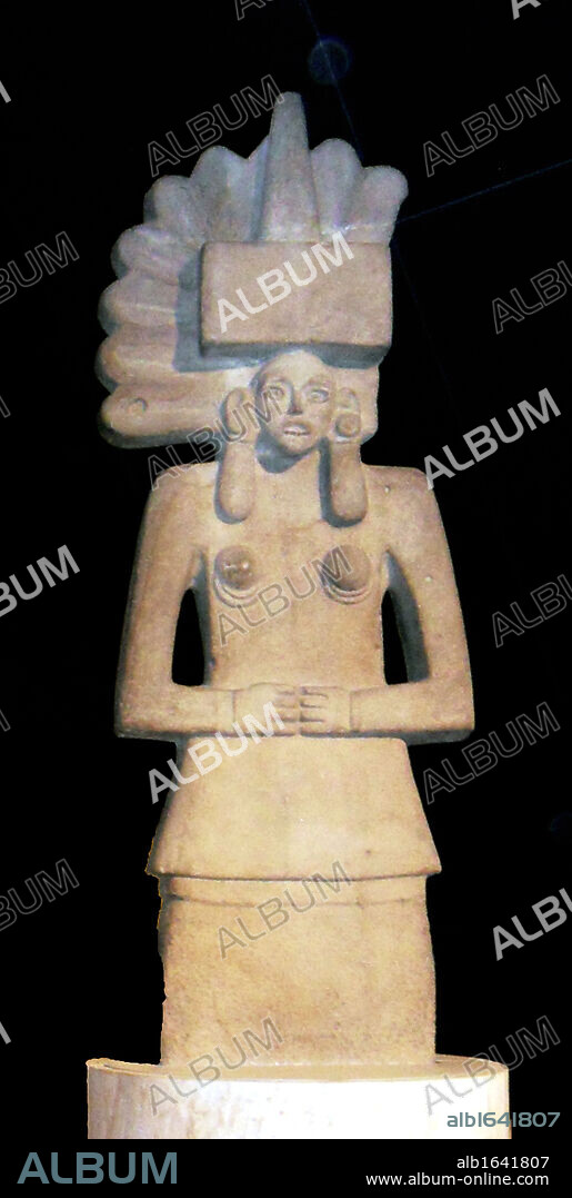 Stone sculpture of Tlazolteotl at the British Museum. Huastec, Postclassical, AD 900-1521 From Mexico. Tlazolteotl, an earth goddess also associated with filth and carnal sin. She was venerated by the Aztecs, who conquered the Gulf Coast in the fifteenth century.