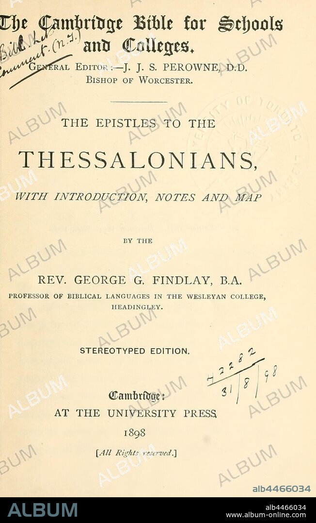 The Epistles to the Thessalonians; with introduction, notes and map : Findlay, George G. (George Gillanders), 1849-1919.