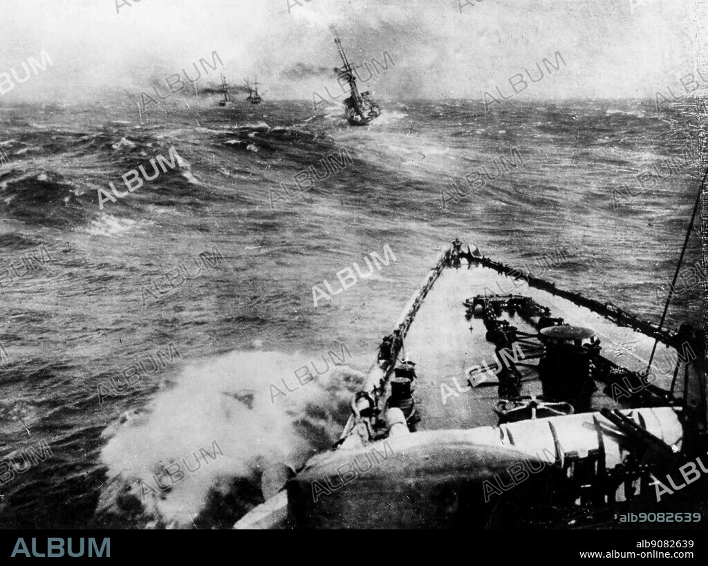 WW1: German ships sunk at Falkland Islands, 8th Dec. 1914: SMS. Scharnhorst; SMS Gneisenau; SMS Leipzig; SMS Nurnberg; SMS Dresden (escaped but sunk off Juan Fernandez on 14th March 1915).