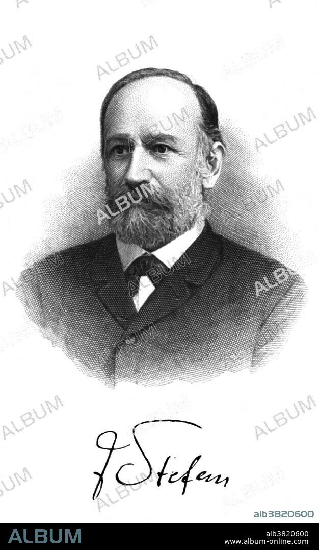 Joseph Stefan (March 24, 1835 - January 7, 1893) was a Carinthian Slovene physicist, mathematician, and poet of Austrian citizenship. He graduated in mathematics and physics at the University of Vienna in 1857. During his student years, he also wrote and published a number of poems in Slovene. He published nearly 80 scientific articles and he is best known for originating a physical power law in 1879 stating that the total radiation from a black body is proportional to the fourth power of its thermodynamic temperature. With his law he determined the temperature of the Sun's surface and he calculated a value of 5430 Â°C. In 1884 the law was extended to apply to grey-body emissions by Stefan's student Ludwig Boltzmann and hence is known as the Stefan-Boltzmann law. He also provided the first measurements of the thermal conductivity of gases, treated evaporation, studied diffusion, and heat conduction in fluids. Very important are also his electromagnetic equations, defined in vector notation, and works in the kinetic theory of heat. In mathematics the Stefan problems or Stefan's tasks with movable boundary are well known. He died in 1893 at the age of 57.