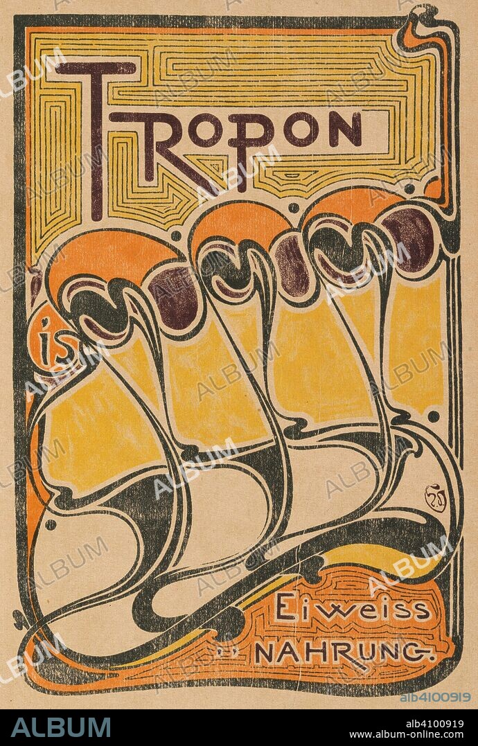 HENRY VAN DE VELDE. Design for Tropon (Tropon ist Eiweiss Nahrung) from the journal Pan (31 July 1898). Dimensions: 35.5 cm x 26.8 cm, 31.1 cm x 20.2 cm.