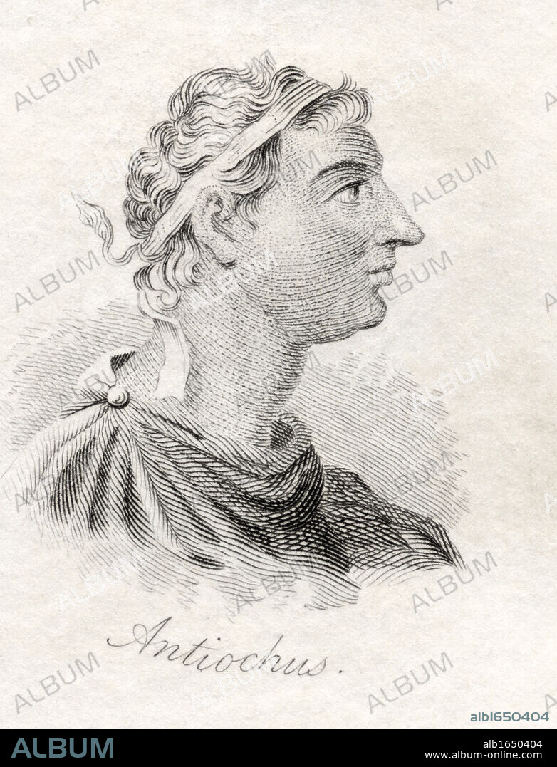 Antiochus I Soter c324 - 261 BC King of the Hellenistic Seleucid Empire From the book Crabbs Historical Dictionary published 1825.