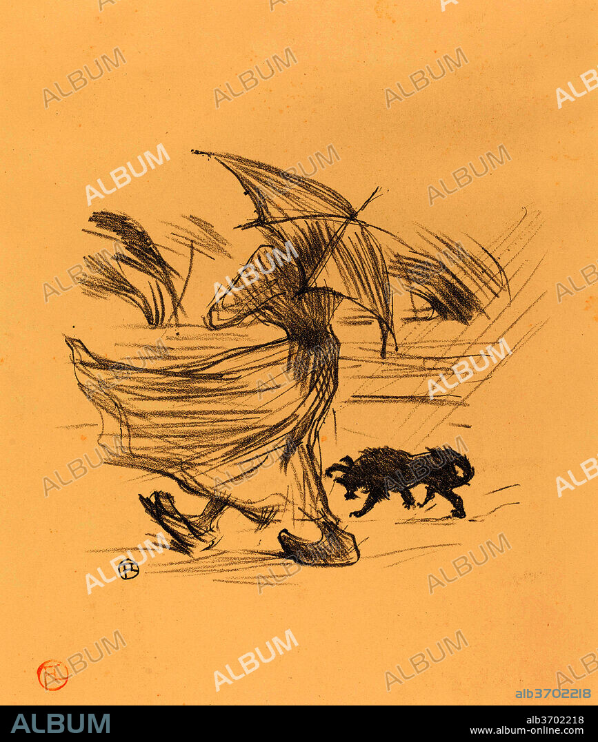 HENRI DE TOULOUSE-LAUTREC. Ce que dit la pluie. Dated: 1895. Medium: lithograph in black on velin paper.