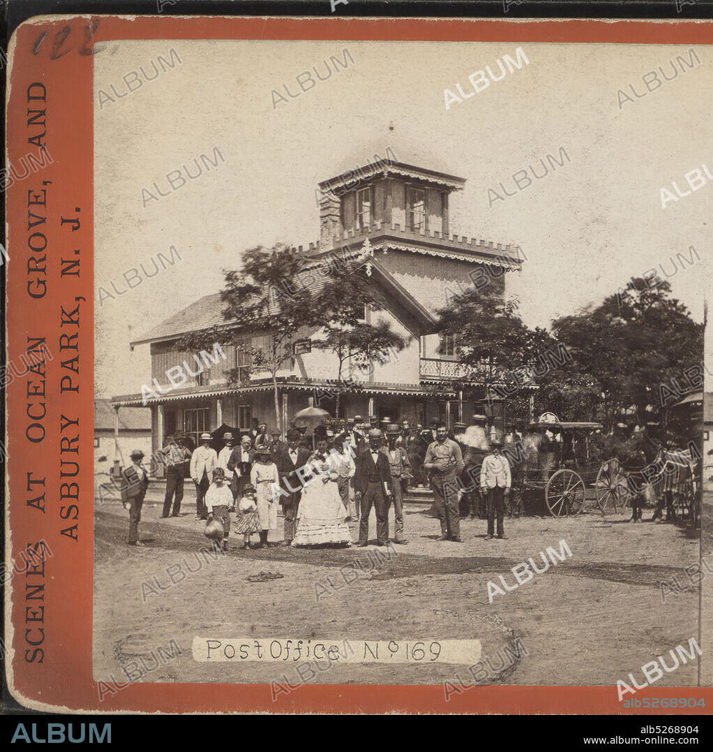 Post Office No. 169, Pach, G. W. (Gustavus W.) (1845-1904), Tourism, Post offices, Carriages & coaches, Clothing & dress, New Jersey, Asbury Park (N.J.), Ocean Grove (N.J.), United States.