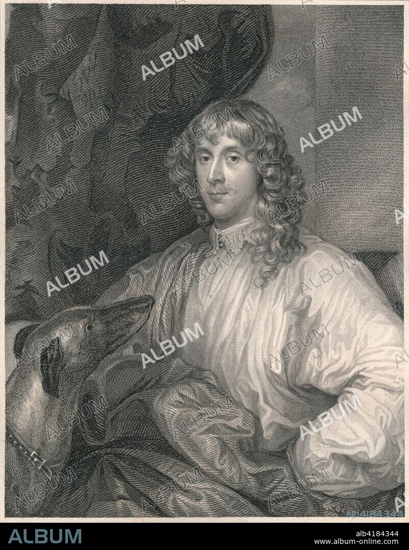 'James Stuart, Duke of Richmond', c1640, (early-mid 19th century). Portrait of Scottish nobleman James Stewart, 1st Duke of Richmond, 4th Duke of Lennox (1612-1655). Stuart, a cousin of King Charles I of England, was a Privy Councillor and key Royalist in the English Civil War. 'From the original of Vandyke, in the collection of Sir John Shelley Sidney Bart'. [The London Printing and Publishing Company, London].