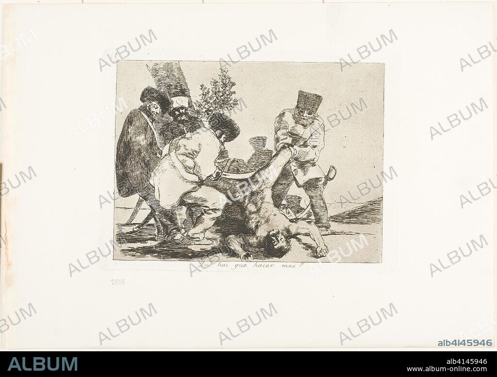 FRANCISCO DE GOYA. What More Can Be Done?, plate 33 from The Disasters of War. Francisco José de Goya y Lucientes; Spanish, 1746-1828. Date: 1812-1815. Dimensions: 140 x 186 mm (image); 155 x 207 mm (plate); 240 x 340 mm (sheet). Etching, lavis, drypoint, burin and burnishing on ivory wove paper with gilt edges. Origin: Spain.