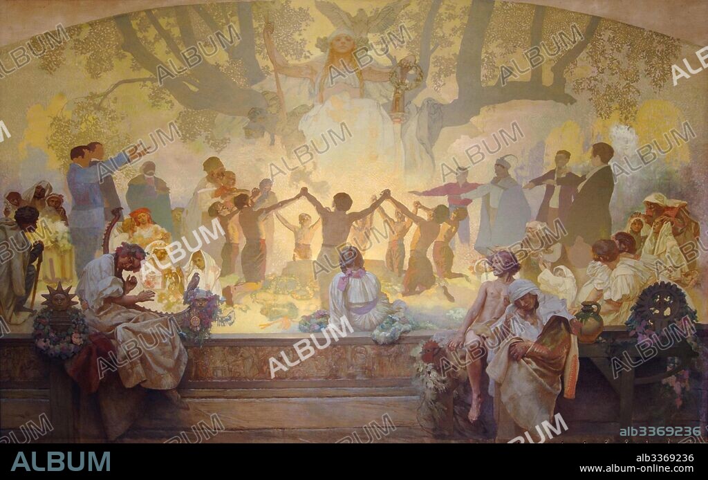 ALFONS MARIE MUCHA. The Oath of Omladina Under the Slavic Linden Tree (The cycle The Slav Epic).