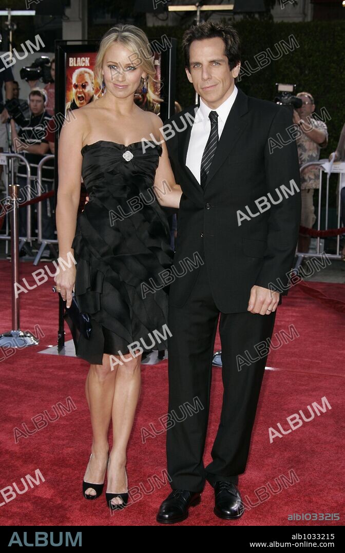 Aug 11, 2008 - Westwood, California, USA - Actor BEN STILLER & Actress CHRISTINE TAYLOR arriving at the 'Tropic Thunder' Los Angeles Premiere held at the Mann Village Theatre. 11/08/2008