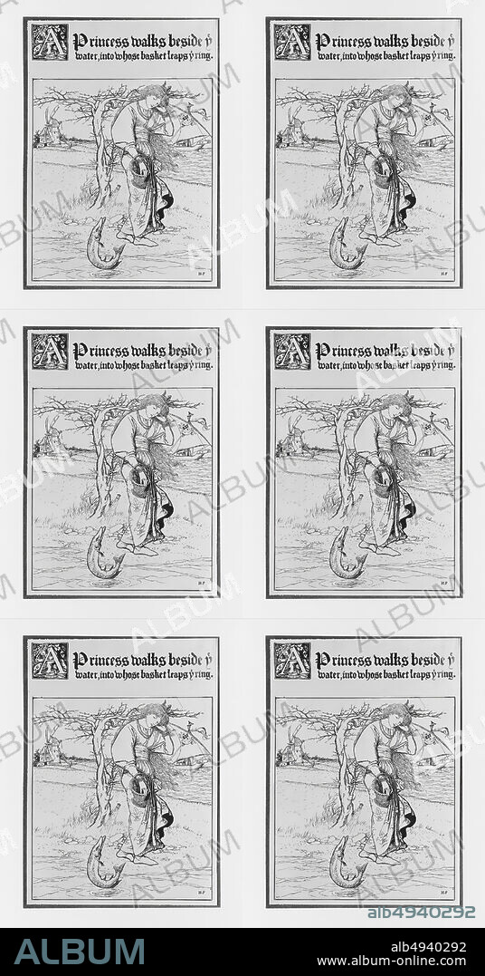 Howard Pyle, A Princess Walks Beside ye Water, into Whose Basket Leaps ye Ring, for 'The Wonder Clock', Howard Pyle (American, Wilmington, Delaware 18531911 Florence), 1887, Pen and black ink, sheet: 9 11/16 x 6 7/8 in. (24.6 x 17.5 cm), Drawings.