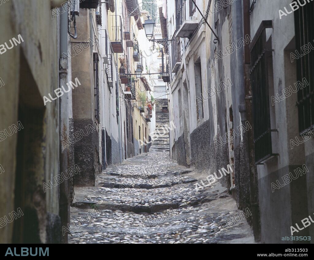 Barrio del Albaicín. Calle Bajales Victoria, Granada.España.