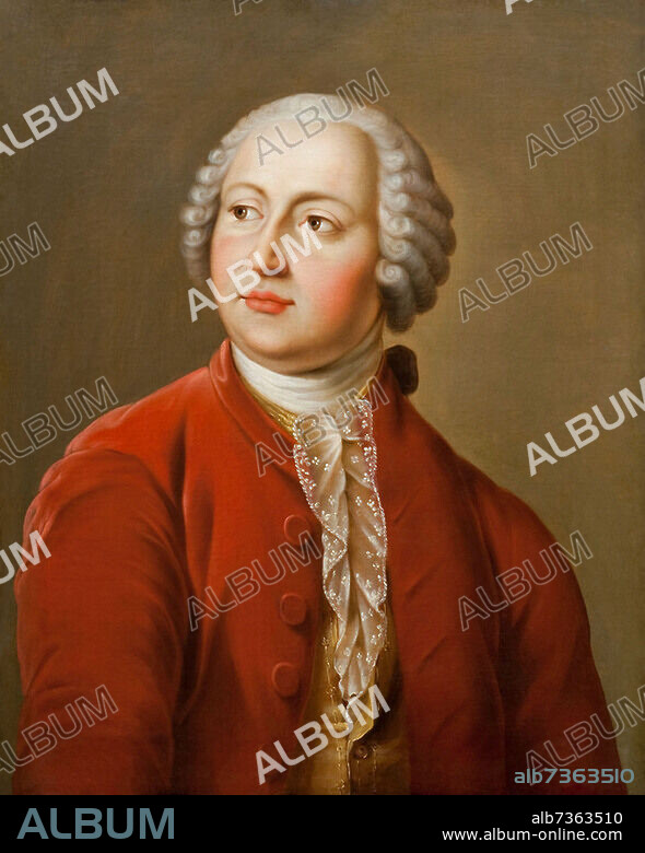 "Porträt des Gelehrten Michail Wassiljewitsch Lomonossow" (Michail Lomonossow (1711 - 1765), Universalgelehrter, Naturwissenschaftler, Dichter und Reformer der russischen Sprache), Gemälde, 1750er Jahre, unbekannter Künstler, Öl auf Leinwand, Moskau, Ministerium für Kultur der Russischen Föderation.