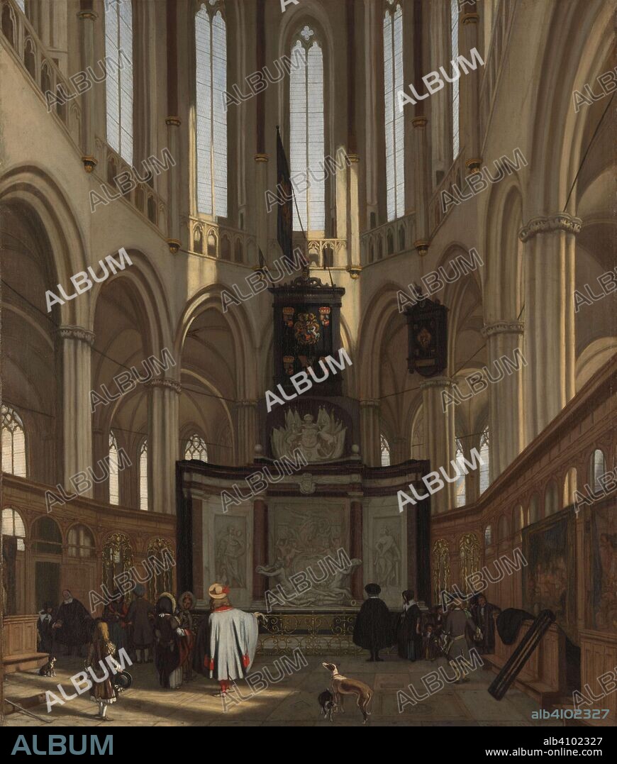 EMANUEL DE WITTE. The Tomb of Michiel de Ruyter in the Nieuwe Kerk, Amsterdam. Het koor van de Nieuwe Kerk te Amsterdam met het praalgraf van Michiel de Ruyter. Dating: 1683. Measurements: h 123.5 cm × w 105 cm.