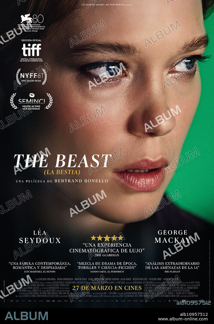 Poster of THE BEAST, 2023 (LA BETE), directed by BERTRAND BONELLO. Copyright Les Films du Bélier/My New Picture/Sons of Manual/arte France Cinéma/Eurimages.