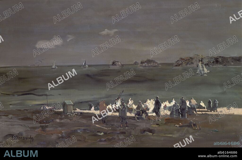 RAFAEL DURANCAMPS. A LA VUELTA DE LA PESCA - SIGLO XX - O/L - 0,65 x 1,00 - Nº INVENTARIO 137.