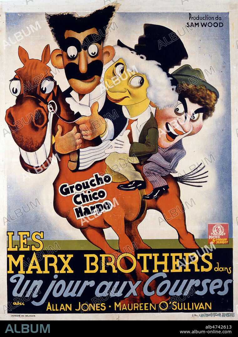 'Un jour aux courses'. Affiche du film des Marx Brothers realise en 1937 par Sam WOOD (1883-1949). Credit : Coll. Perron/KHARBINE-TAPABOR.
