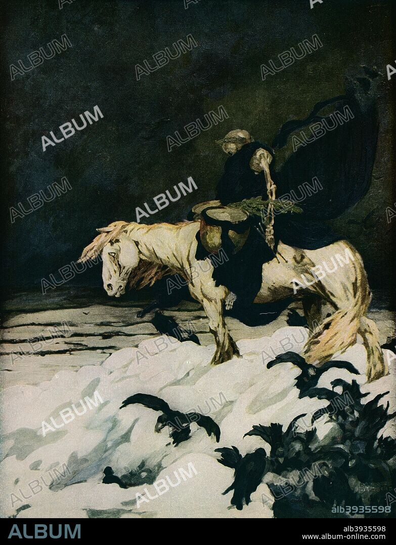 'The Retreat from Moscow', 1911, (1918). Painting held at the Lady Lever Art Gallery, Liverpool. From Bibby's Annual 1918, edited by Joseph Bibby. [The Priory Publishing Press, Liverpool, 1917].