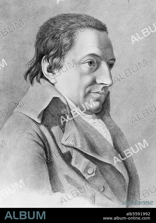 Fichte, Johann Gottlieb Philosoph, Rammenau (Lausitz) 19.5.1762 - Berlin. 2.1.1814. Porträt. Kreidezeichnung, um 1800, von Friedrich Bury (1763-1823). 51 × 38 cm.