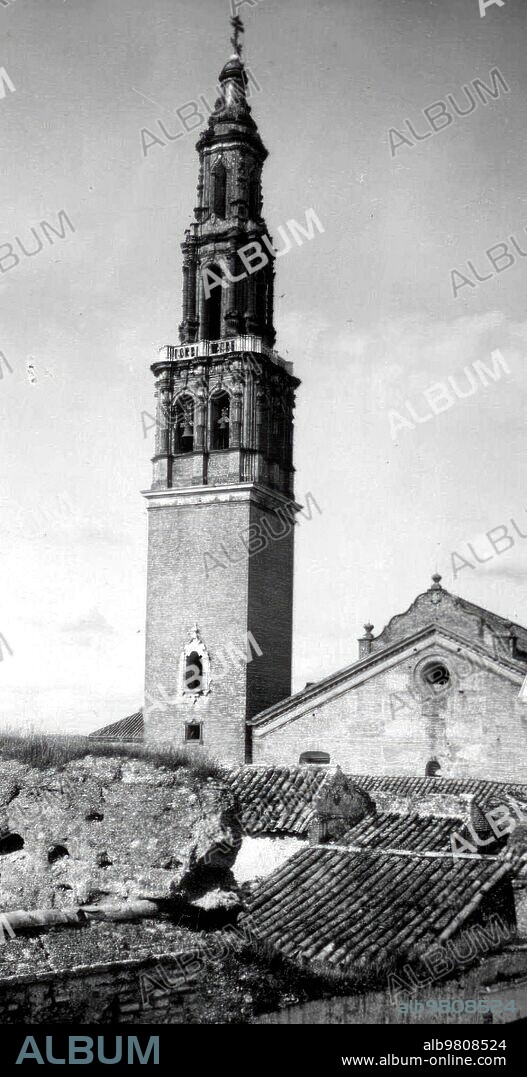 1933. View of the tower of San Gil in the town of Ecija (Seville).