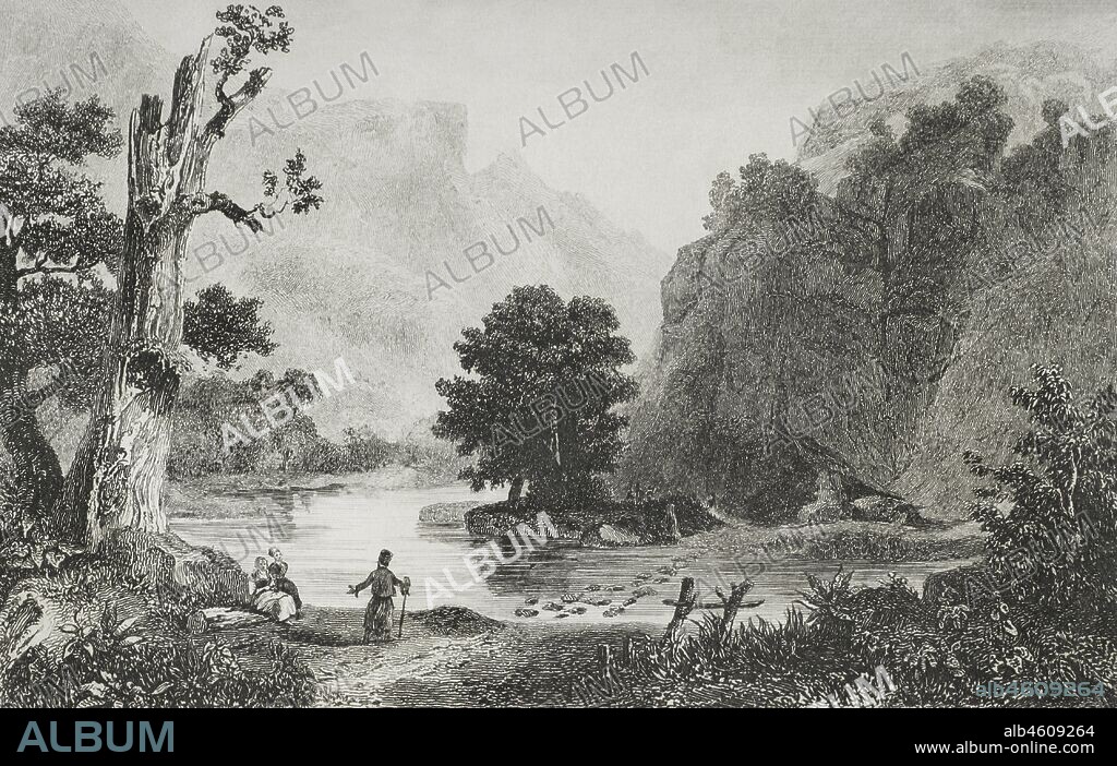 Período de dominacion del Imperio Otomano. Europa. Península Balcánica. Los montes Balcanes. Grabado por Lemaitre, Danvin y Ch. Lalaisse. Historia de Turquía, por Joseph Marie Jouannin (1783-1844) y Jules Van Gaver. Panorama Universal, edición Española de 1840.