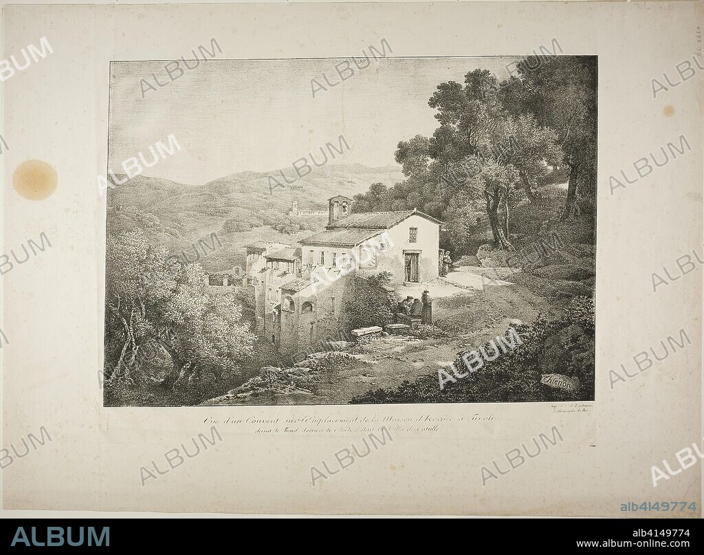 View of a Convent on the Site of the House of Horace. Claude Thiénon (French, 1772-1846); printed by Comte de Charles Philibert Lasteyrie du Saillant (French, 1759-1849). Date: 1812-1822. Dimensions: 282 × 398 mm (image); 421 × 573 mm (sheet). Lithograph in black on ivory wove paper. Origin: France.