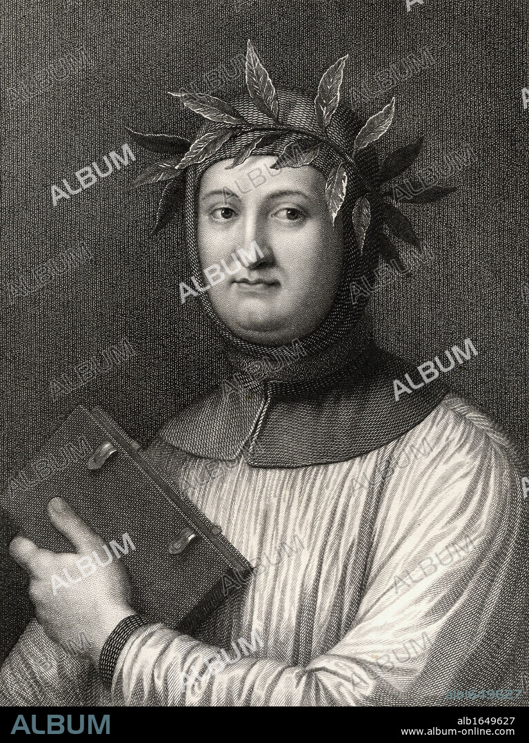 Francesco Petrarca aka Petrarch 1304-1374. Italian scholar,poet and humanist. From the book 'Gallery of Portraits' published London 1833.