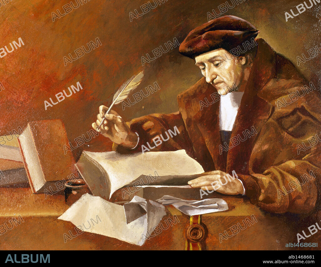 ERASMO DE ROTTERDAM (Desiderius Erasmus Roterodamus) (1469-1539). Humanista holandés. Dibujo.