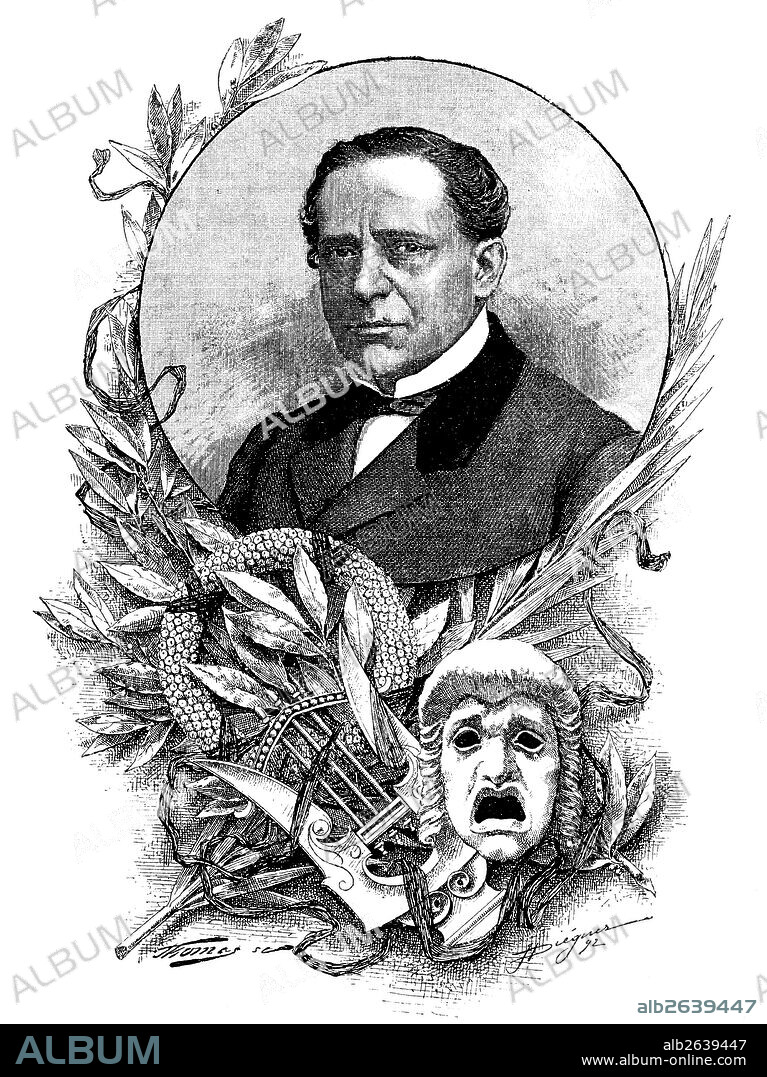 Julián Romea Yanguas (1813-1868), actor de teatro romántico. Grabado de 1892.