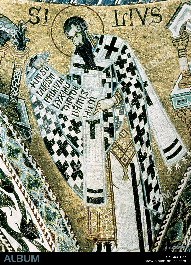 Byzantine Art. Basil of Caesarea or Saint Basil the Great (329/30-379). Greek bishop of Caesarea Mazaca in Cappadocia.12th century. Baptistery of St. Mark's Basilica. Venice. Italy.