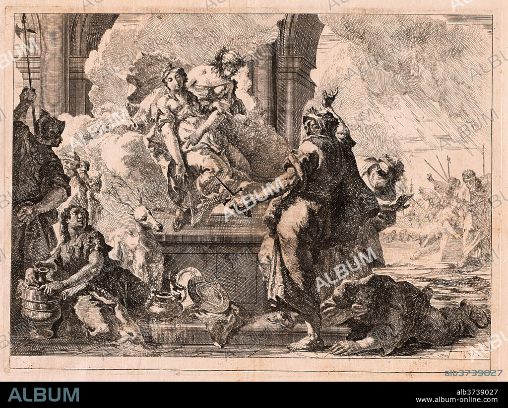 FRANCESCO FONTEBASSO. The Sacrifice of Iphigenia. Dated: 1744. Dimensions: plate: 28.7 × 38.7 cm (11 5/16 × 15 1/4 in.)  sheet: 41.3 × 59.2 cm (16 1/4 × 23 5/16 in.). Medium: etching on laid paper.