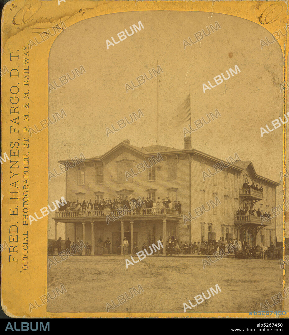 The Grand Central Hotel at Hope, D.T. Dakota Territory, the end of the Manatoba Manitoba west branch in August 1882. About 70 miles from Larimore south-west., Haynes, F. Jay (Frank Jay) (1853-1921), Haynes, Fred. E. (Frederick E.) (b. 1861), 1882, North Dakota, Hope (N.D.).