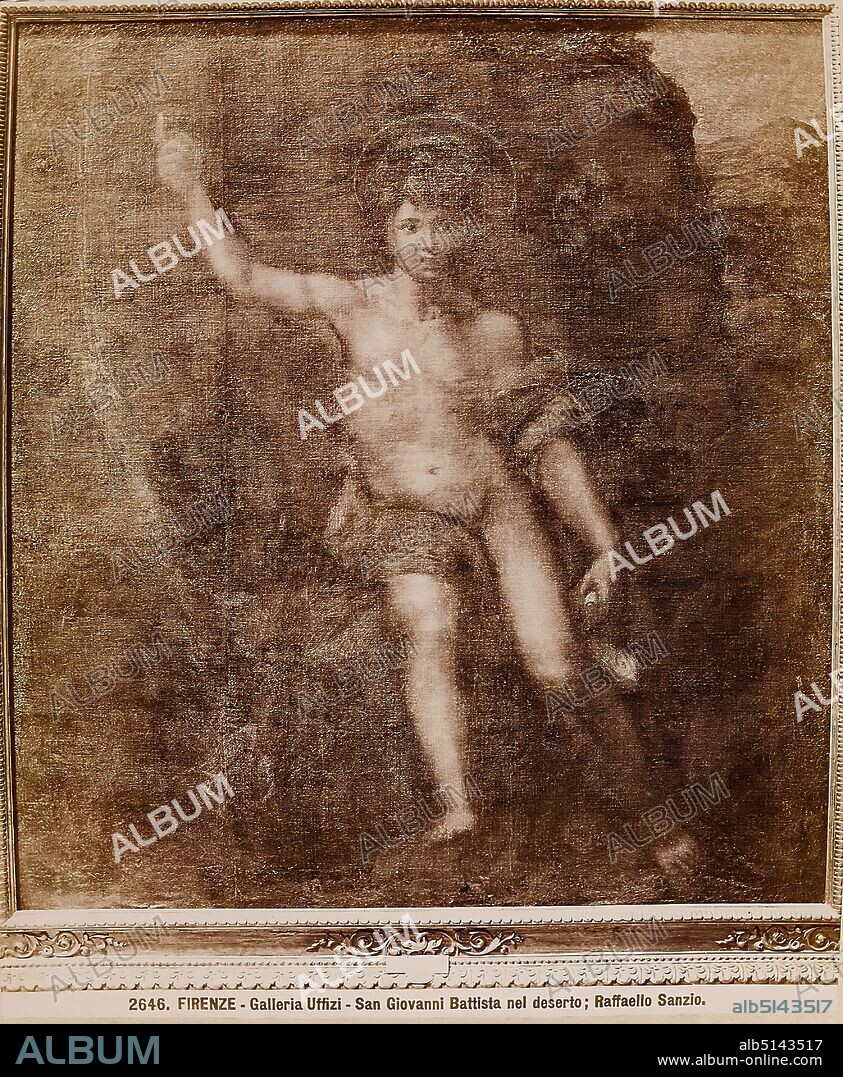 Giacomo Brogi, Edizioni Brogi, Firenze - Galleria Uffizi: San Giovanni Battista nel deserto, Raffaello Sanzio, collodion paper, black and white positive process, sheet size: height: 23.50 cm; width: 19.50 cm, inscribed: recto below: no. 2646, title, painting.