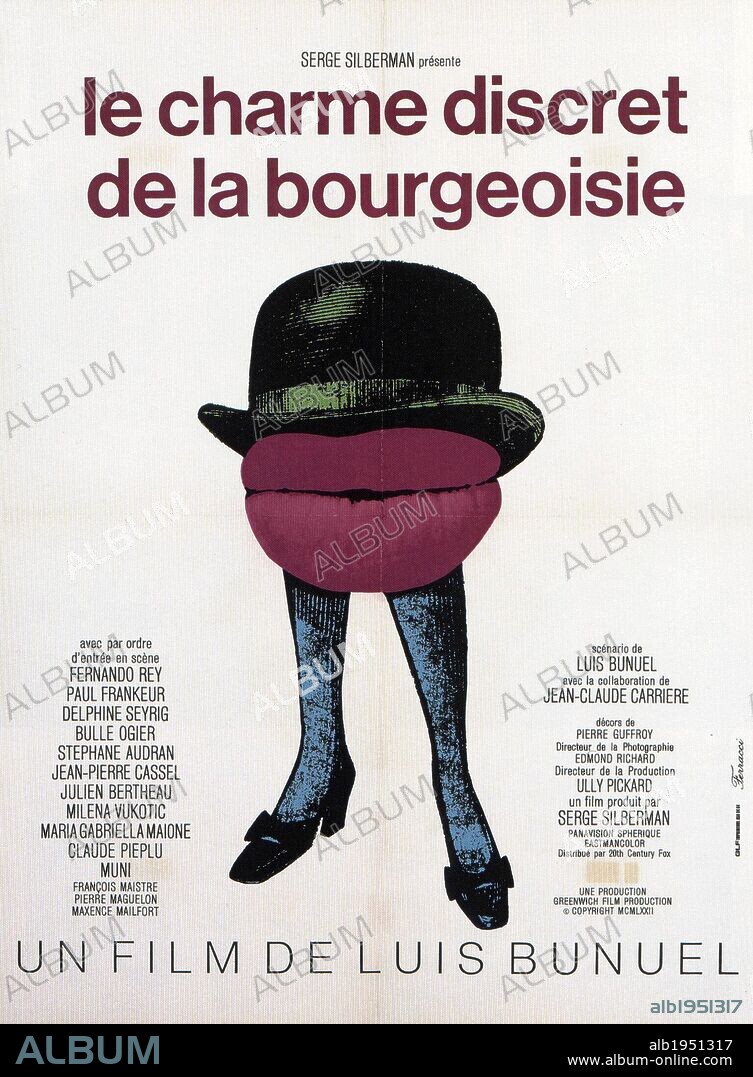 Affiche de LE CHARME DISCRET DE LA BOURGEOISIE, 1972, réalisé par LUIS BUÑUEL. Copyright DEAN FILM/GREENWICH FILM/JET FILMS.