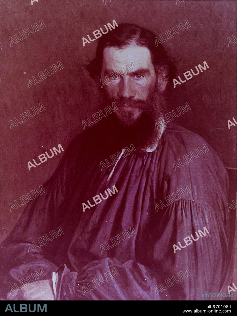Count Lev Nikolayevich Tolstoy (1828-1910), also known as Leo Tolstoy, was a Russian novelist, short story writer, philosopher and playwright. Photo Shows: Oil painting Portrait of Leo Tolstoy by Ivan Kramskoy. c.1873. Supplied By: SCRSS - Society for Co-operation in Russian & Soviet Studies.