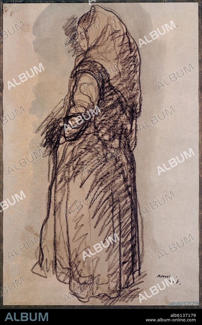 ISIDRO NONELL. DIBUJO - GITANA DE PIE.