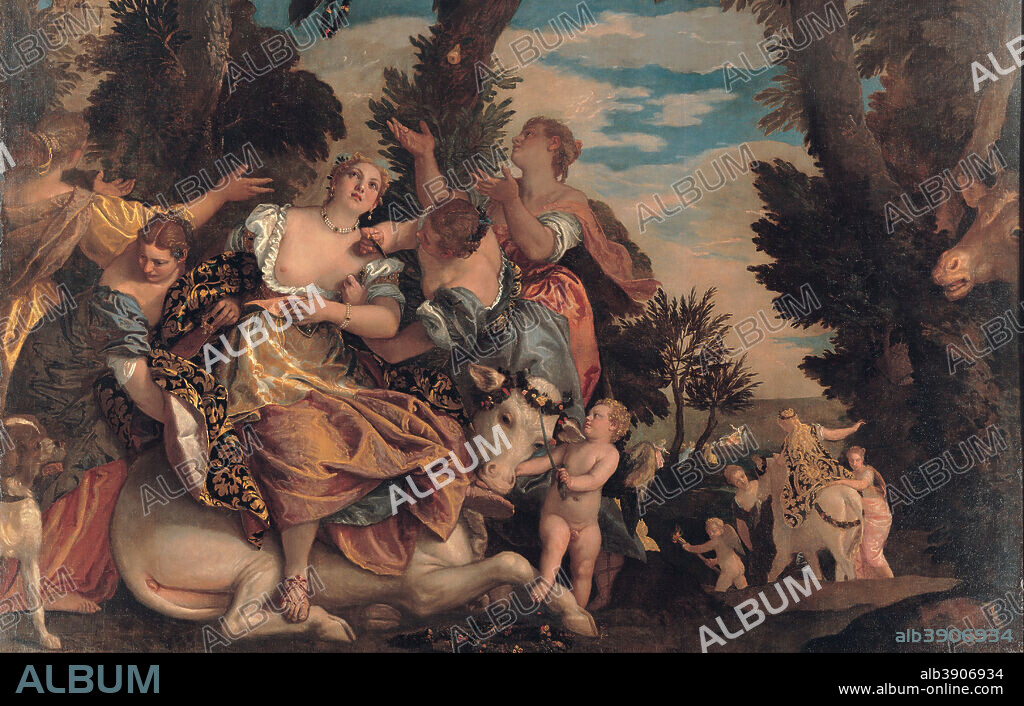 VERONES. Rape of Europa. Date/Period: 1581 - 1584. Painting. Oil on canvas. Height: 2,450 mm (96.45 in); Width: 3,100 mm (10.17 ft).