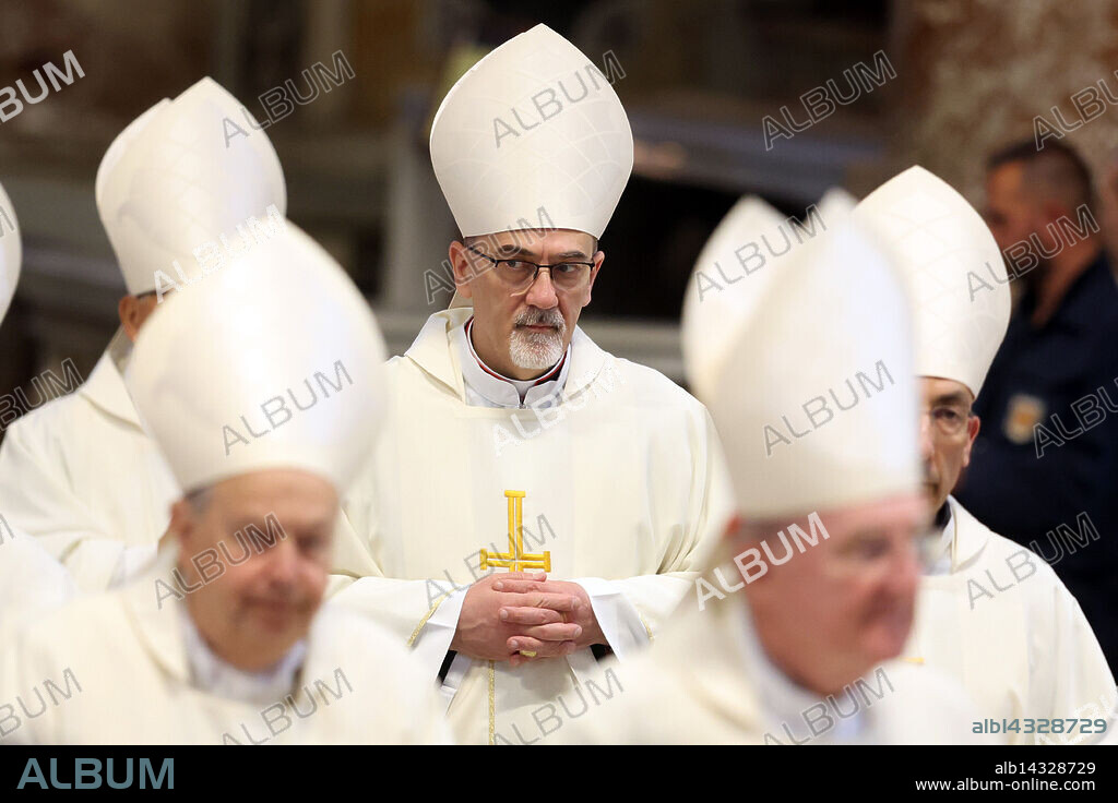 Rome, Italy, italy: Vatican City, Italy 05/03/2025: Cardinal Pierbattista Pizzaballa, Latin Patriarch of Jerusalem. Cardinal Fernandez Artime, Pro-Prefect of the Dicastery for Institutes of Consecrated Life and Societies of Apostolic Life, presides over the eighth Mass of the Novendiali in suffrage of Pope Francis at the altar of St. Peter in the Vatican Basilica. (Credit Image: © Marco Iacobucci/IPA via ZUMA Press).
