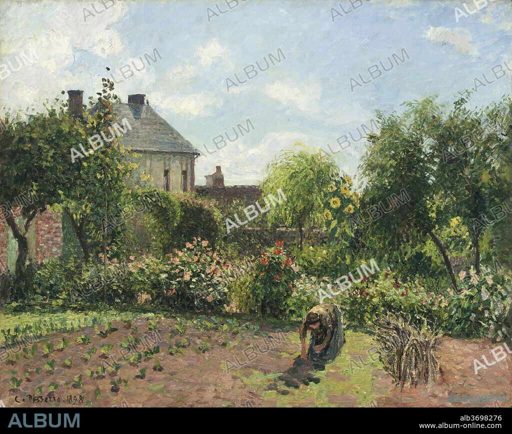 CAMILLE PISSARRO. The Artist's Garden at Eragny. Dated: 1898. Dimensions: overall: 73.4 x 92.1 cm (28 7/8 x 36 1/4 in.)  framed: 94 x 113.4 x 10.2 cm (37 x 44 5/8 x 4 in.). Medium: oil on canvas.