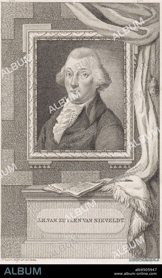Portrait of Jasper Hendrik van Zuylen van Nyevelt, member of the knighthood of Barneveld, Portrait of Jasper Hendrik van Zuylen van Nyevelt, print maker: Reinier Vinkeles (I), (mentioned on object), intermediary draughtsman: J. van 't Hoff, (mentioned on object), Amsterdam, 1786 - 1809, paper, etching, engraving, h 229 mm × w 150 mm.