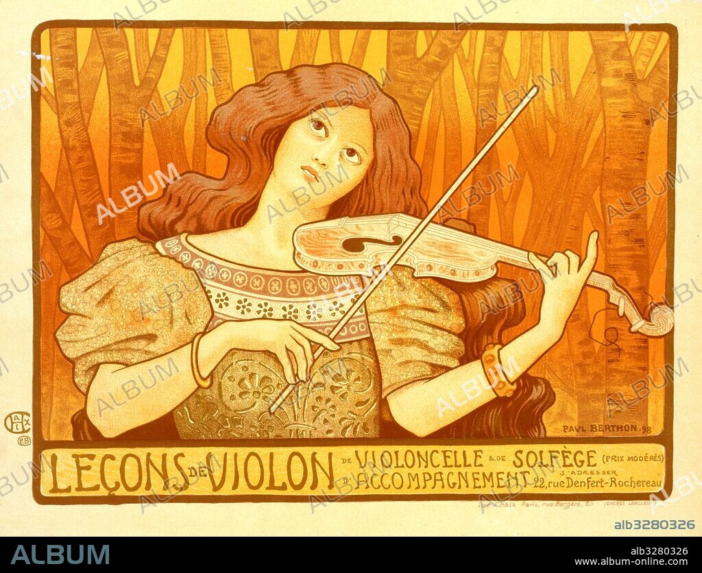 Poster for Leçons de Violon. The violin lesson, Berthon, Paul (1872-1909), Artist.