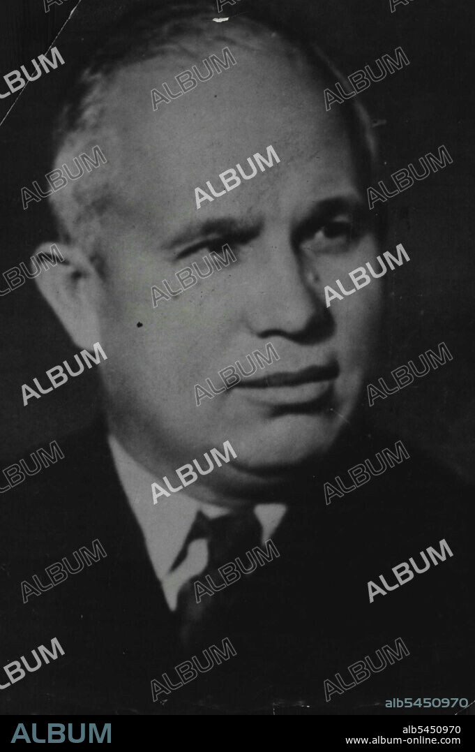 The New Stalin -- Nikita Kruschev, Secretary-General of the Communist Party, whose victory in the long-drawn battle for power in Russia is signaled by the sensational and unexpected resignation of Soviet Premier Georgi Malenkov.
Malenkov, Stalin's successor, is reported to have resigned because of 'guilt' for the failure of the agricultural policy and because 'lack of experience has had a negative influence on work in the economic sphere'.
Kruschev, who became Secretary-General in March, 1953, is regarded as the 'tough man of the Kremlin. The son of a Ukrainian miner, he joined the Communist Party when he was 18, and by the party he was sent to school and university. February 8, 1955. (Photo by Reuterphoto).