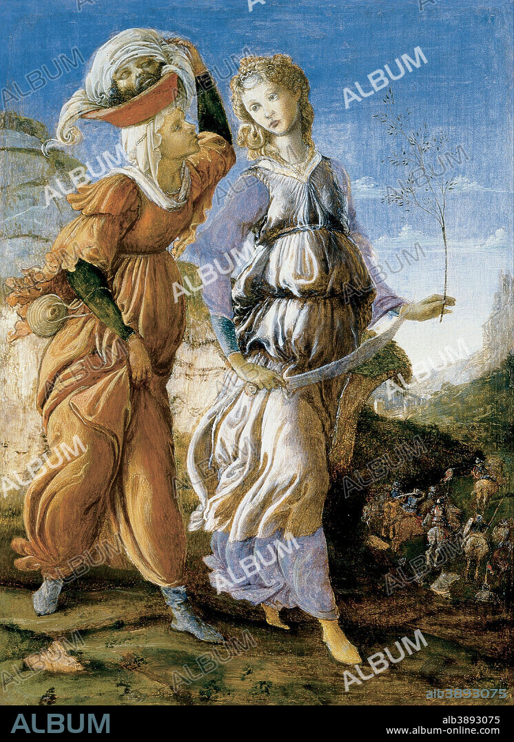 SANDRO BOTTICELLI. Judith with the Head of Holofernes. Date/Period: 1464/1475. Painting. Tempera on panel. Width: 21.6 cm. Height: 29.2 cm.