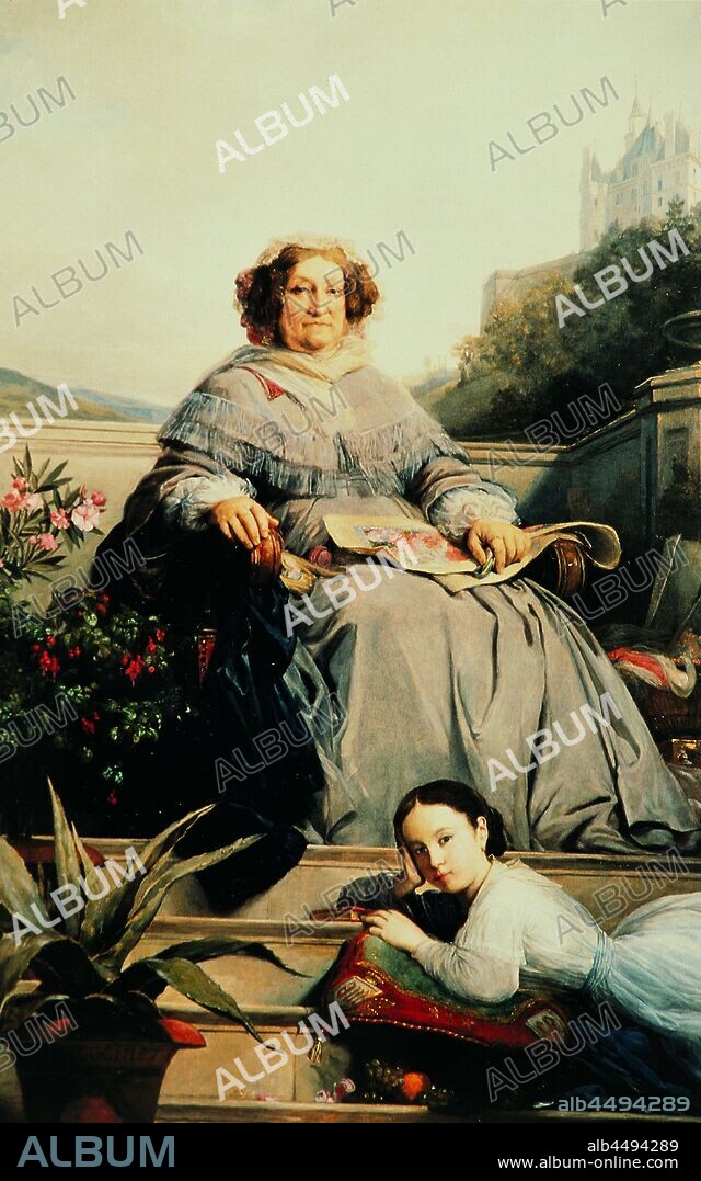 LEON COGNIET. Portrait of Madame Clicquot, née Ponsardin (1777-1866) with her Daughter.