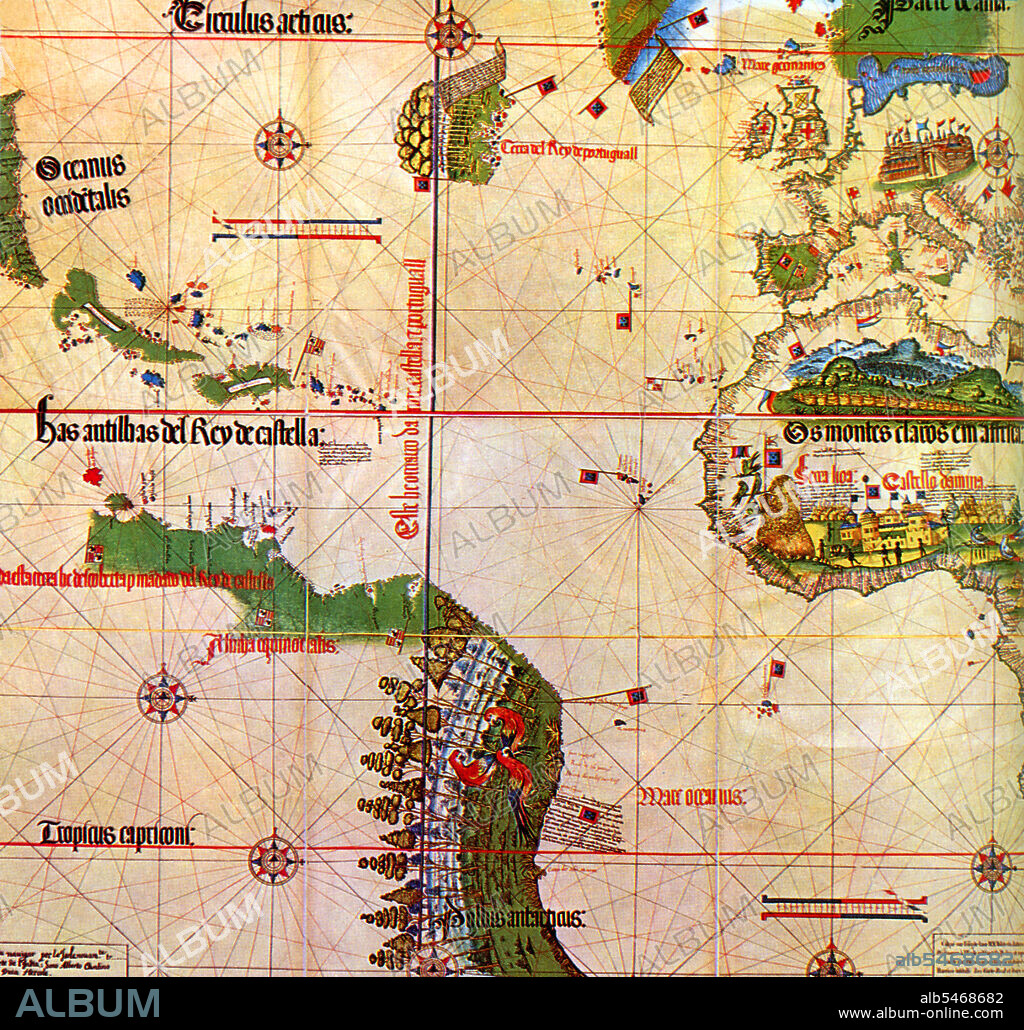 Supervised by Spanish-born Pope Alexander VI, the Treaty of Tordesillas in 1494 divided the world in half—into Spanish and Portuguese territories. Following Portuguese navigator Vasco da Gama's success in discovering a sea route around Africa to India in 1498, King Manuel I commissioned Pedro Alvares Cabral to lead a second voyage of 13 ships and 1,500 men to India. Although he intended to stay close to the west coast of Africa, Cabral sailed far off course and accidentally chanced upon the coast of South America. According to the Treaty of Tordesillas of 1494, any land falling within 370 leagues [2.060 km] west of the Cape Verde Islands was to belong to Portugal, whereas any land discovered west of this meridian would be Spanish territory, as decreed by Spanish-born Pope Alexander VI. The coastline of Brazil therefore fell within the Portuguese sphere of influence and was colonized by Manuel I. However, following Portugal’s discovery of the Spice Islands of the Moluccas in 1512, Spain contested the line of demarcation. The issue was never fully settled, but the Treaty of Zaragoza in 1529 attempted to resolve the matter by setting the ‘antemeridian’ as 17 degrees to the east of the Moluccas, thus preventing the Spanish from claiming the Spice Islands.