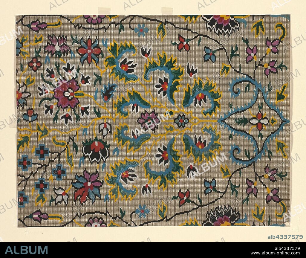 Mise-en-carte (Point-paper), 1760/90, France, Ink and gouache on hand drawn graph paper, 42 × 32.4 cm (16 1/2 × 12 3/4 in.).
