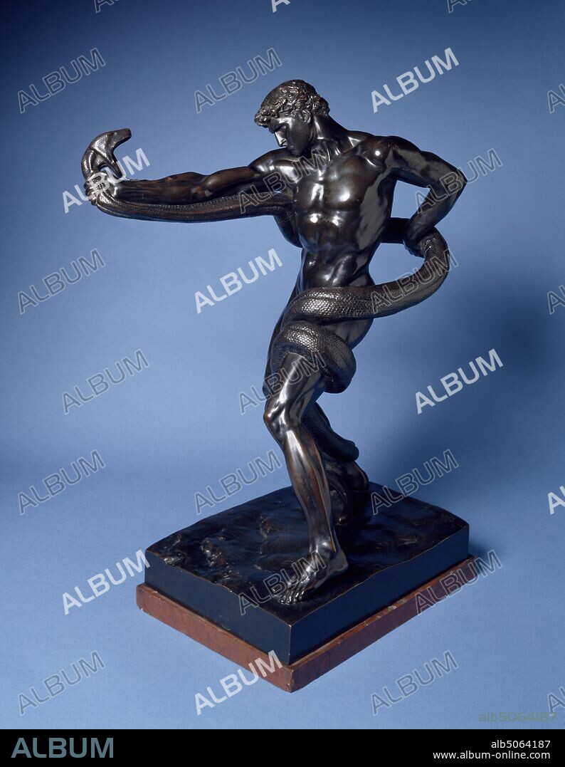 Athlete Strangling a Python, 1877 Lord Frederic Leighton, 19th Century, Sculpture, Metal, Bronze, Nude, Male, Animal, snake.