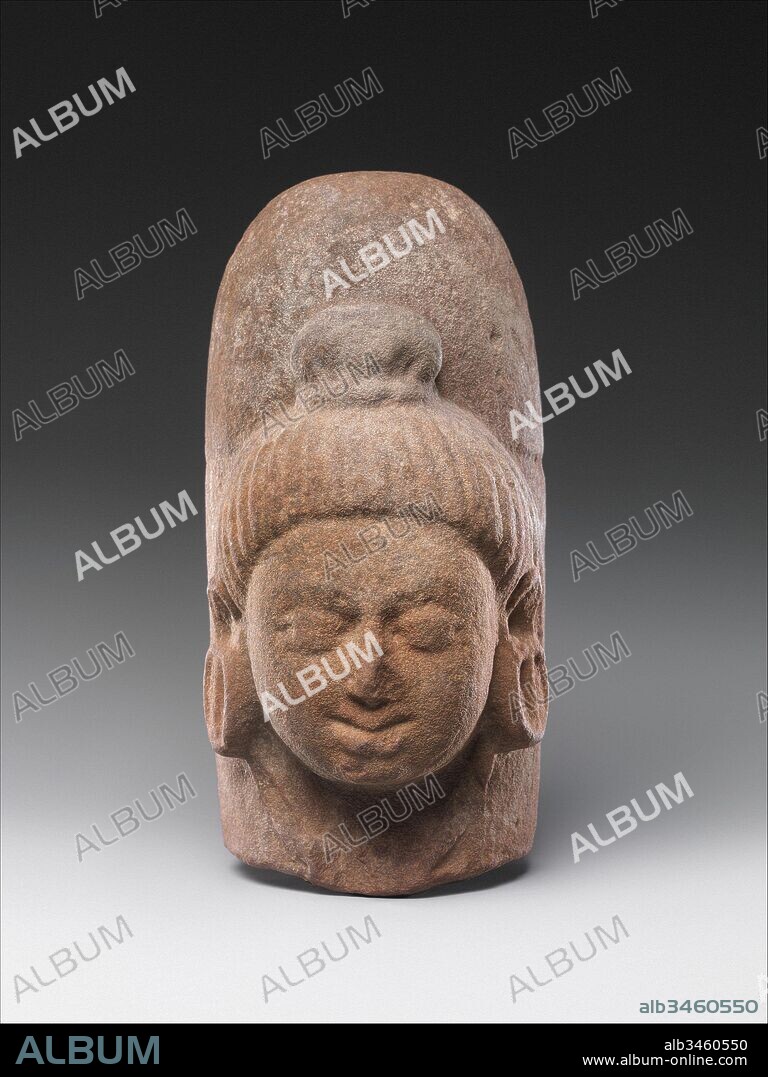 Linga with Face of Shiva (Ekamukhalinga), Gupta period, first half of the 5th century, India (Madhya Pradesh), Sandstone, H. 6 7/8 in. (17.5 cm), Sculpture.