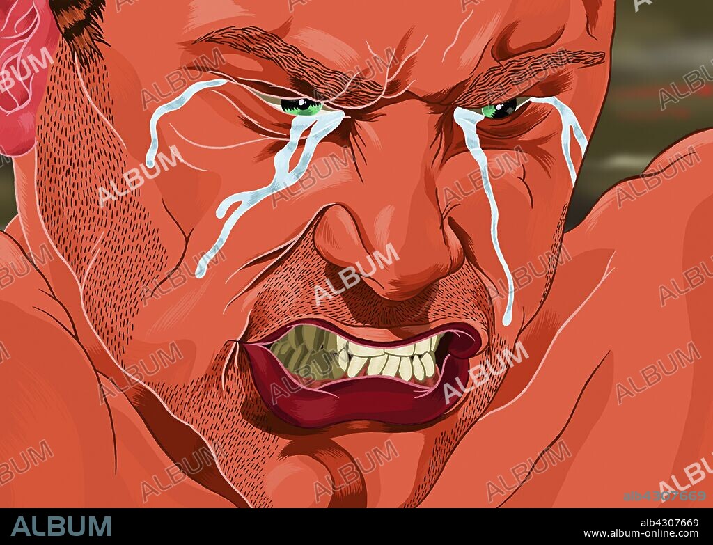 Angry, crying man.